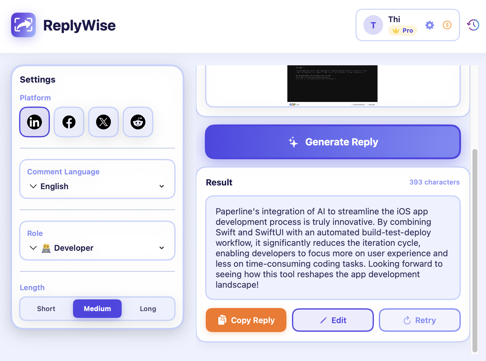 Step 2 - Generate Reply